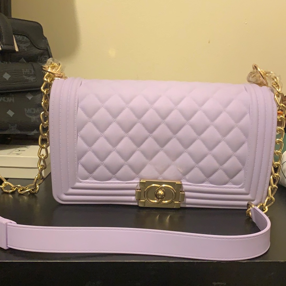 Purple lavender quilt style crossbody